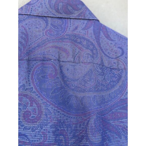 Bugatchi Uomo Men's XL Purple Paisley Print Long Sleeve Casual Button-Down Shirt - Picture 10 of 14